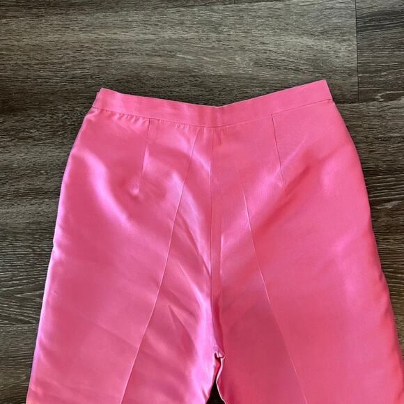 Chelsea Mak Joan Pant Hot Pink 100% Silk Trousers Small High Waist Straight Leg - Picture 7 of 16